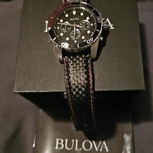 Bulova Black and Red Chronograph Watch